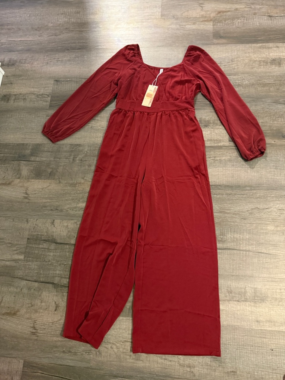 Deep Red Long Sleeve Jumpsuit
